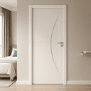 Economical WPC Door with Curved Groove Accent - Image 2