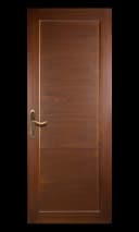 Economical WPC assembly door with central woodgrain panel and matching frame