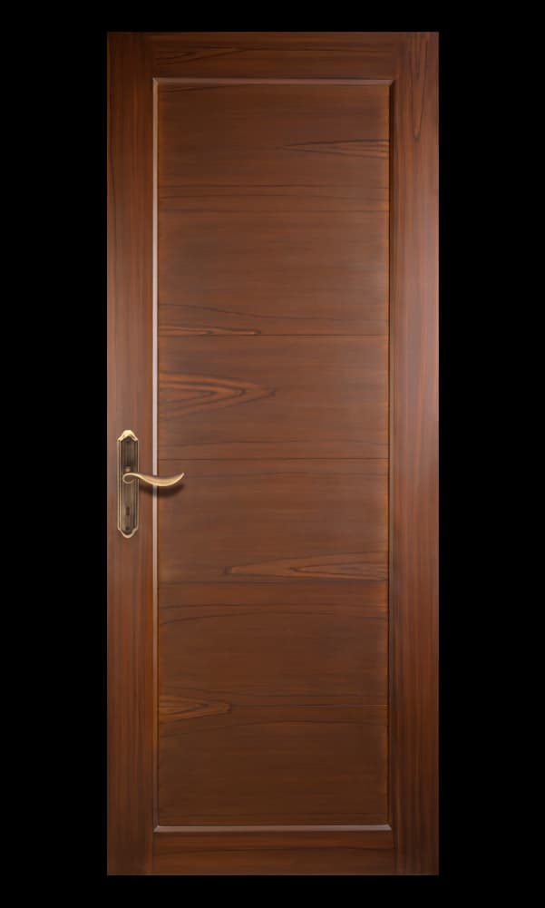 Economical WPC assembly door with central woodgrain panel and matching frame