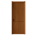 Brown WPC door with modern offset panel design and black handle