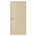 Beige WPC door with simple zigzag groove and silver handle