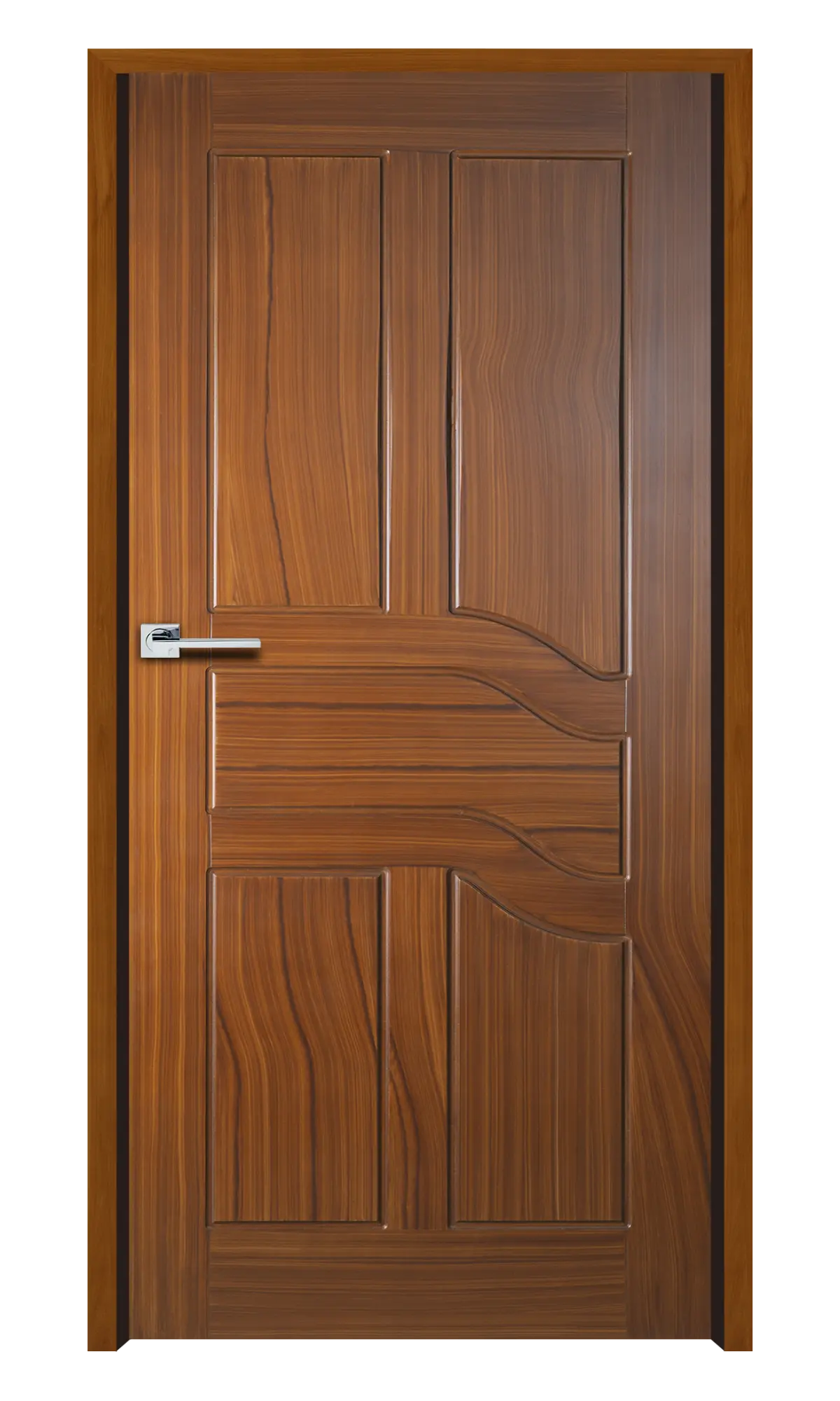 premium wpc panel door with curved groove design and natural wood grain finish