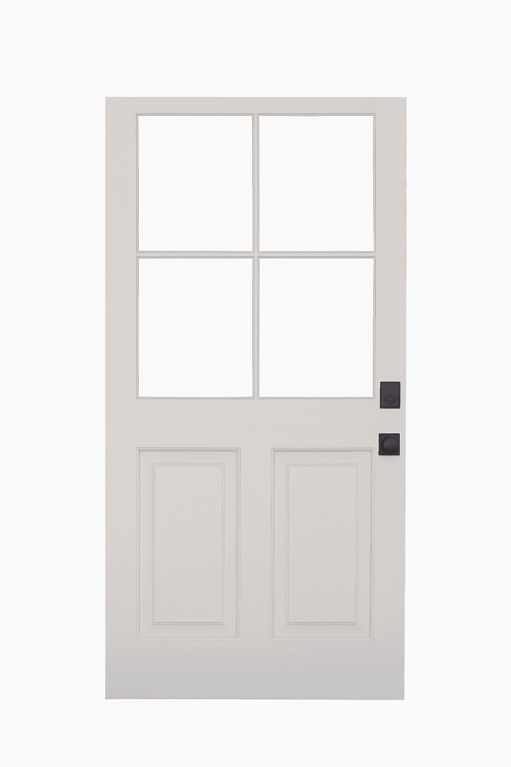 Premium WPC door with four-panel top glass and decorative lower panels