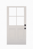 Premium WPC door with four-panel top glass and decorative lower panels