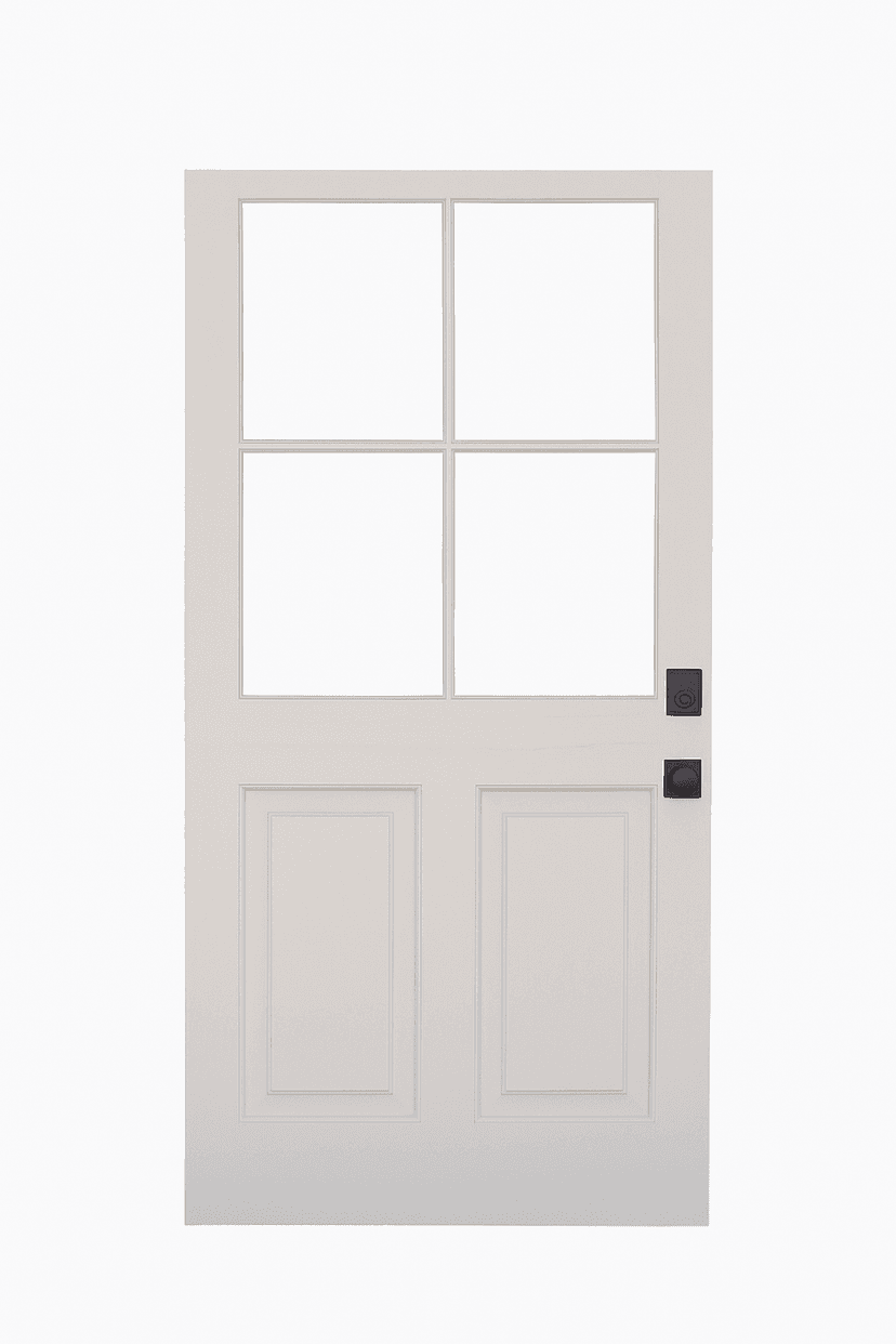 Premium WPC door with four-panel top glass and decorative lower panels