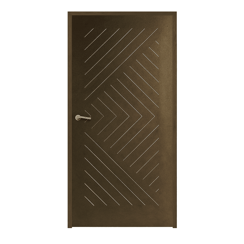 Premium WPC door with diagonal chevron line pattern and matte finish