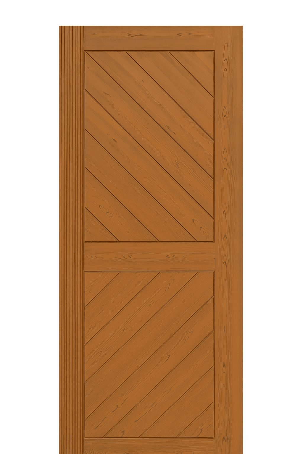 Premium WPC door featuring dual diagonal chevron panels with textured frame