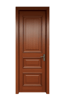 WPC door with three raised rectangular panels and grooved borders