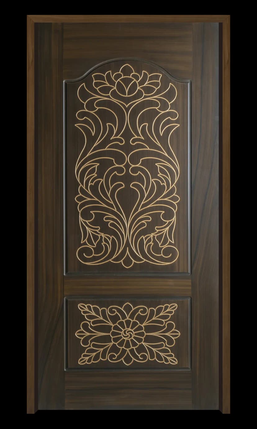 Premium WPC door with large ornamental floral pattern