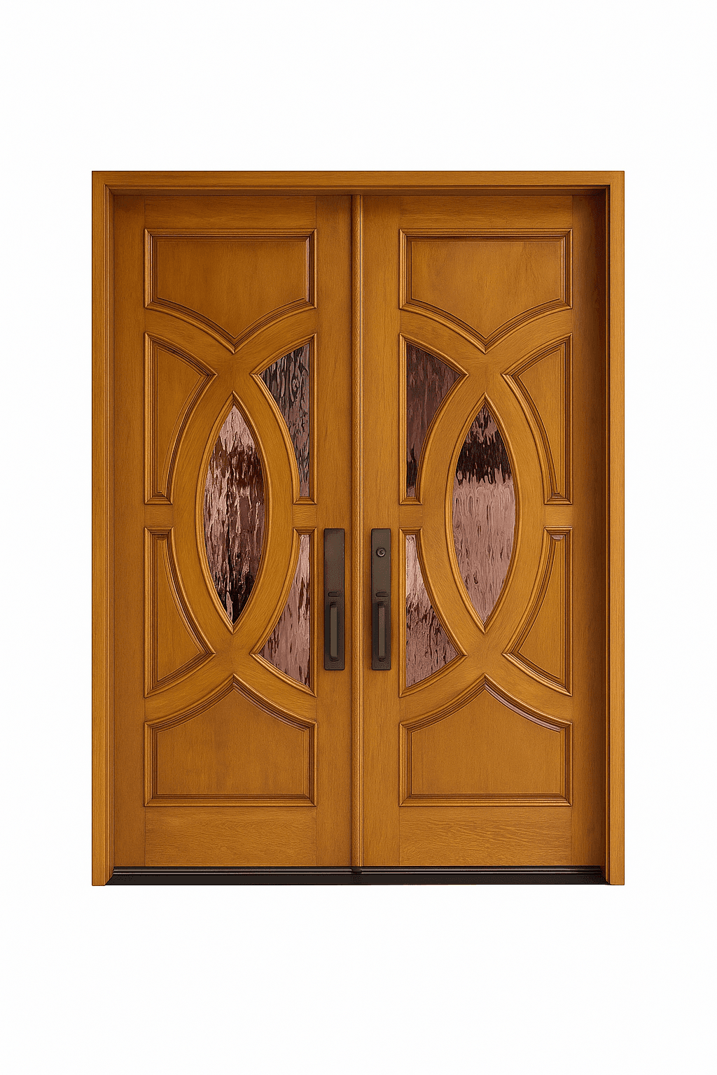 Premium WPC double door with ornamental carved design and textured glass panels