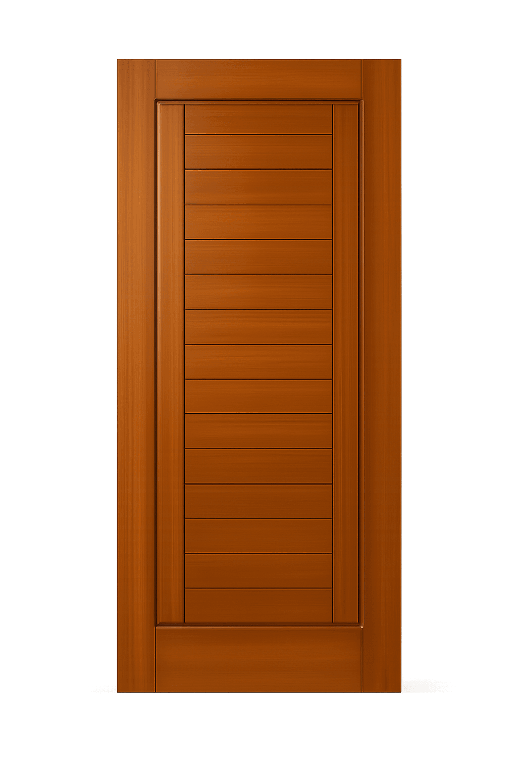Premium WPC door with sleek horizontal slatted panel in the center