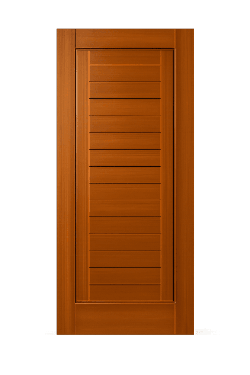 Premium WPC door with sleek horizontal slatted panel in the center