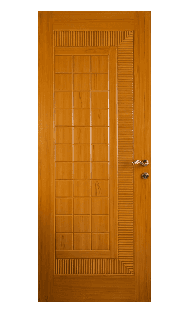 Premium WPC door with square grid design and ribbed border
