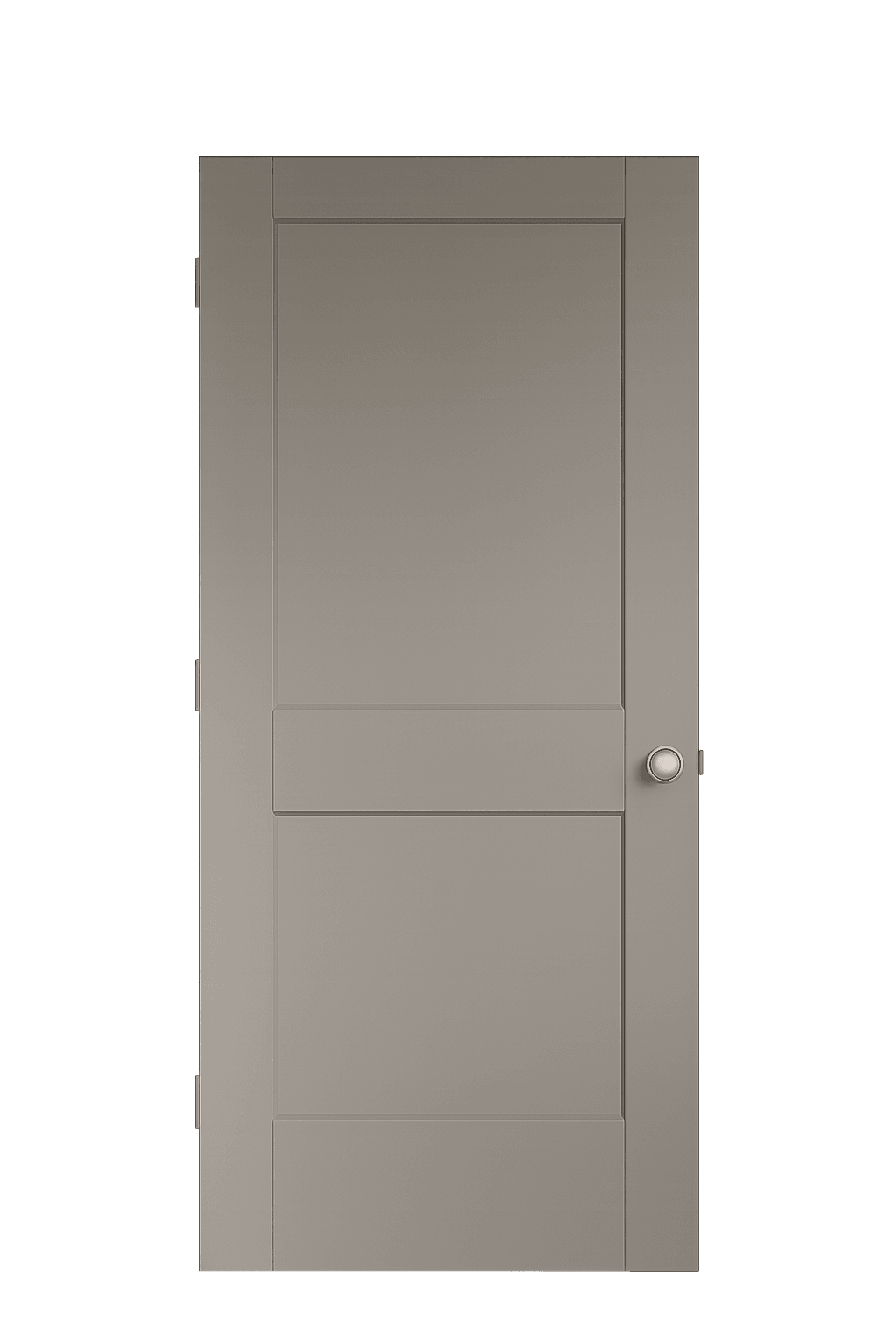 Three-panel minimalist WPC door with a smooth surface and clean lines