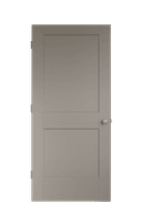 Three-panel minimalist WPC door with a smooth surface and clean lines