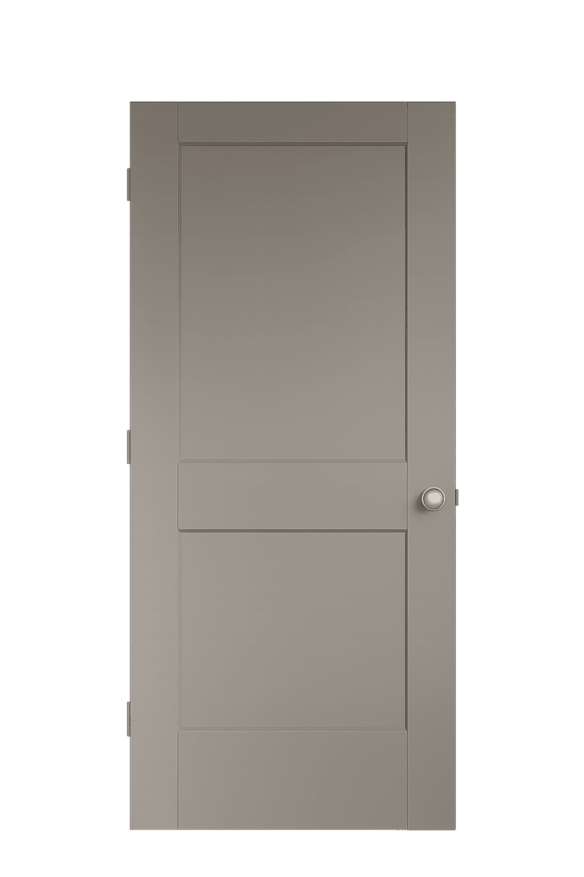 Three-panel minimalist WPC door with a smooth surface and clean lines