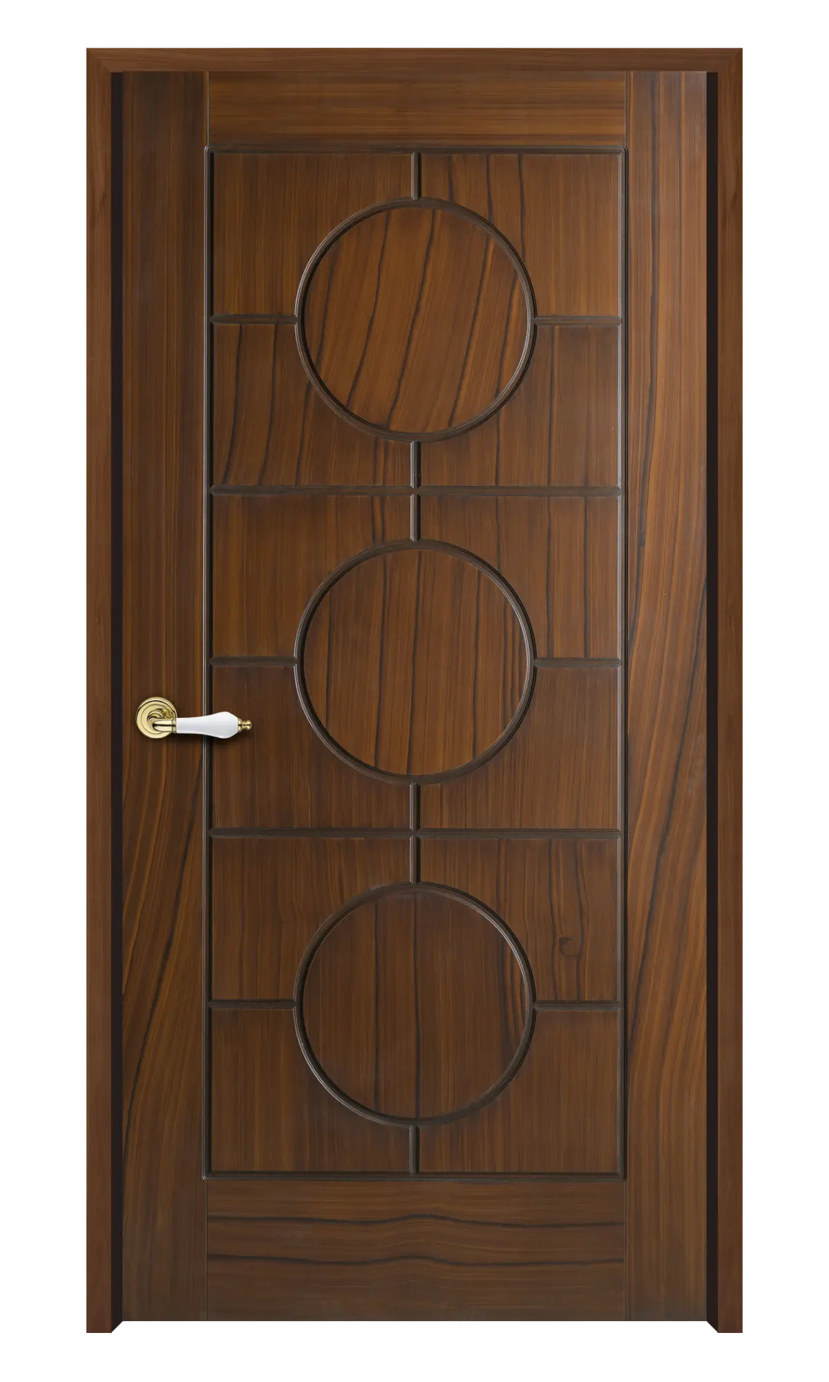 Premium WPC door with three circular inlays in vertical alignment