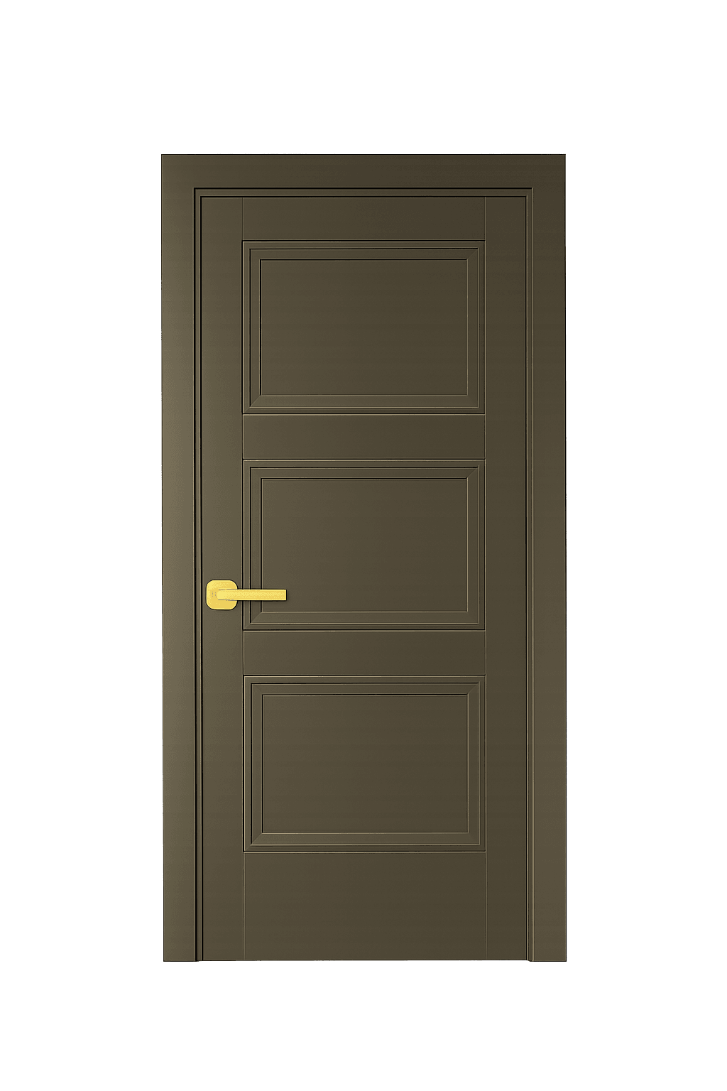 Premium WPC door with three symmetrical rectangular panels and metallic handle