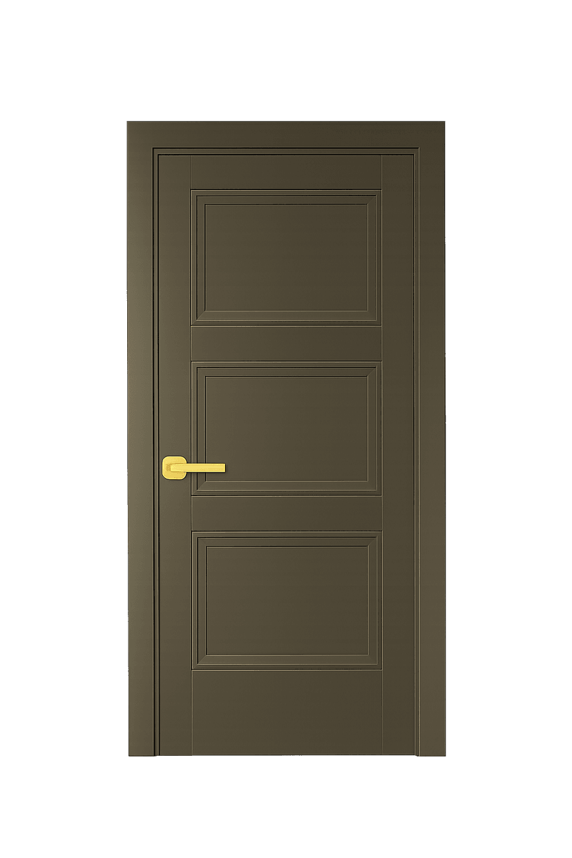 Premium WPC door with three symmetrical rectangular panels and metallic handle