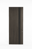 WPC door with vertical panels and a textured accent strip on the right